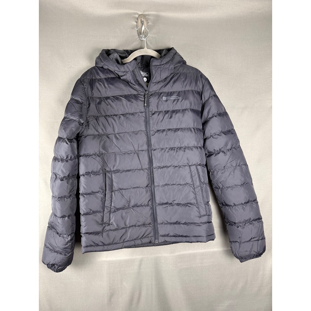 Mountain Warehouse Puffer Jacket Womens XS Black Water Resistant Hooded Quilted